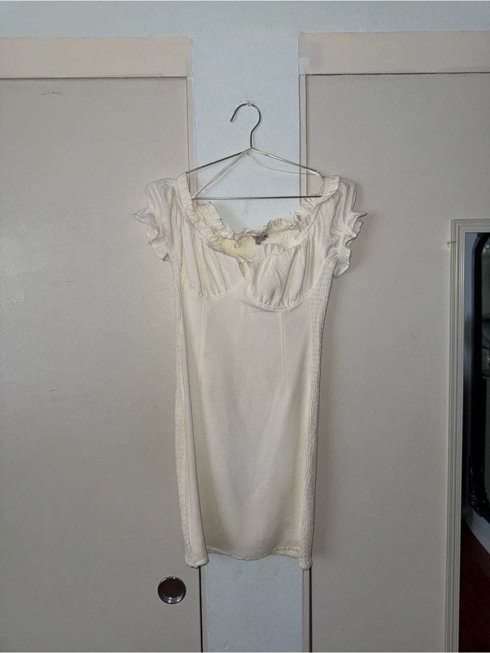 Love Tree Cream Ruffled Mini Dress
